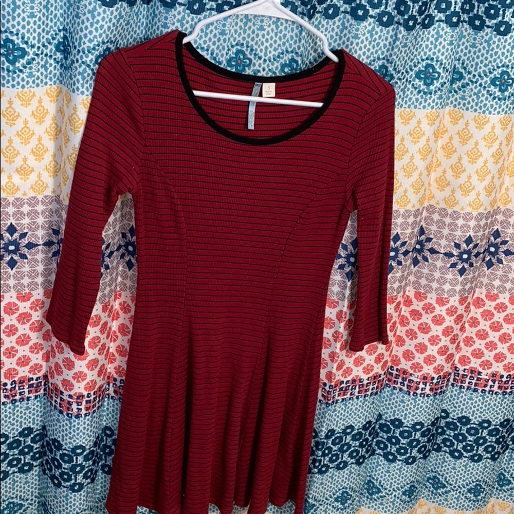 Red and black striped dress